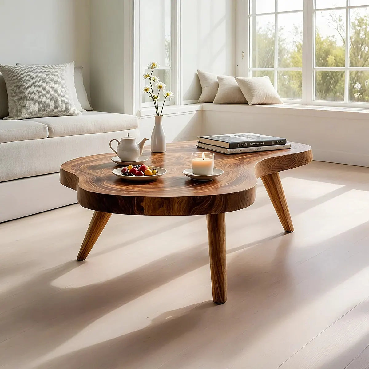 Luxury Handcrafted Solid Wood Coffee Table – Organic Modern Style