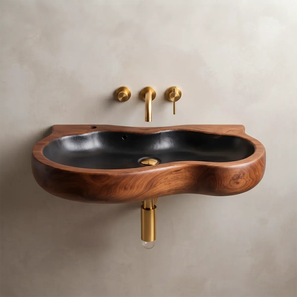 Sculptural Wall Mounted Bathroom Sink | Organic Floating Basin with Curved Edge TT006-2YVT6CP