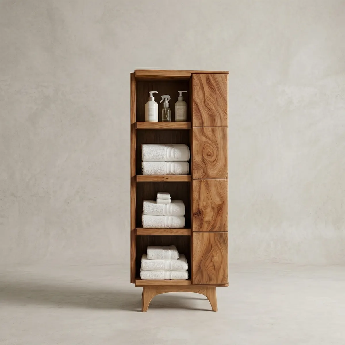 Handcrafted Solid Wood Bathroom Storage Cabinet