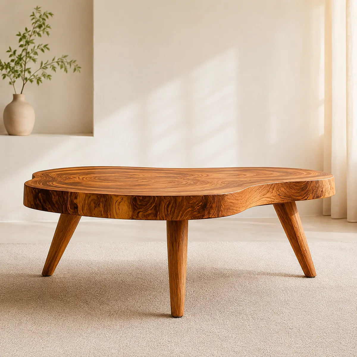 Luxury Handcrafted Solid Wood Coffee Table – Organic Modern Style
