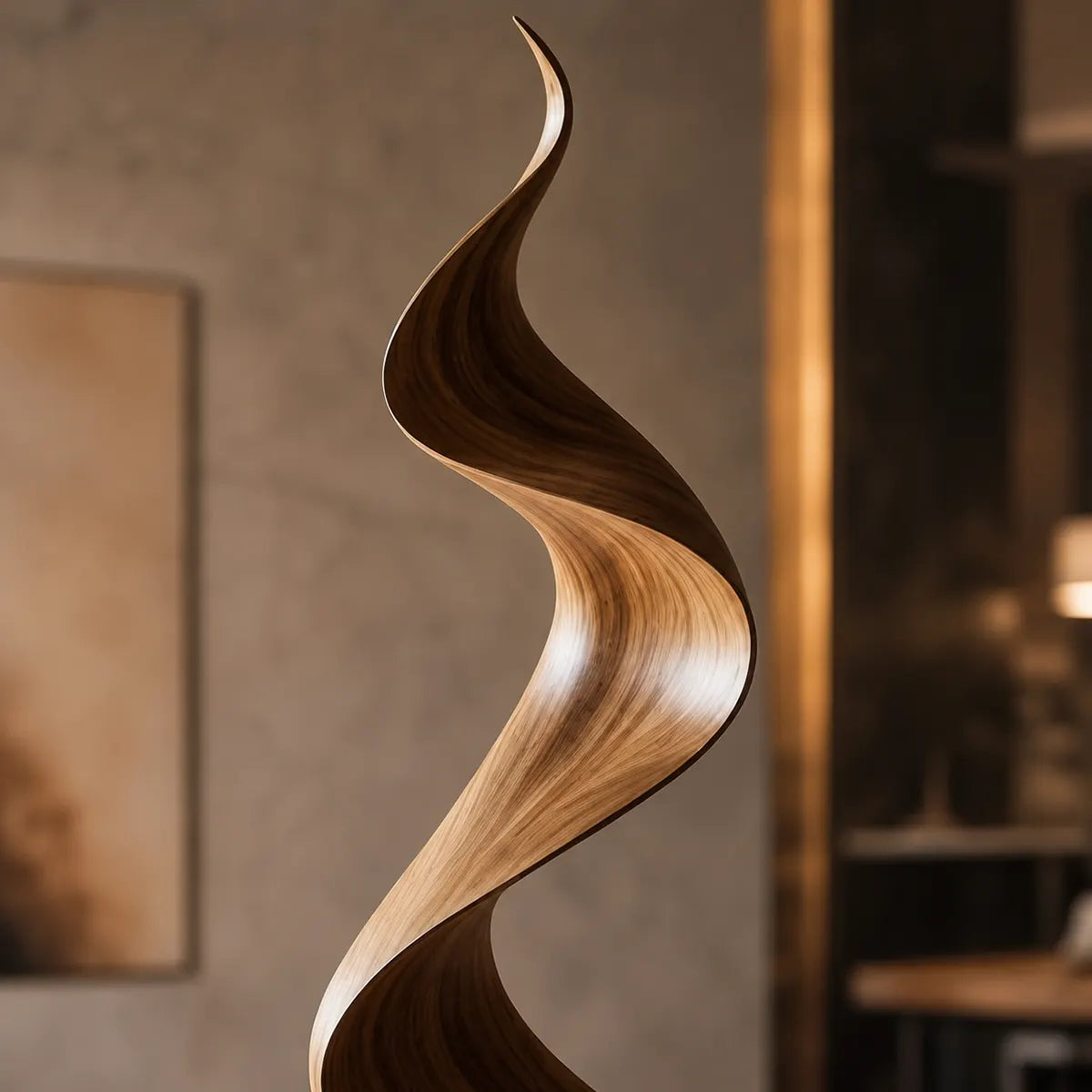 Handcrafted Solid Wood Wave Sculpture – Modern Organic Floor Art for Living Room & Entryway TT006-6662