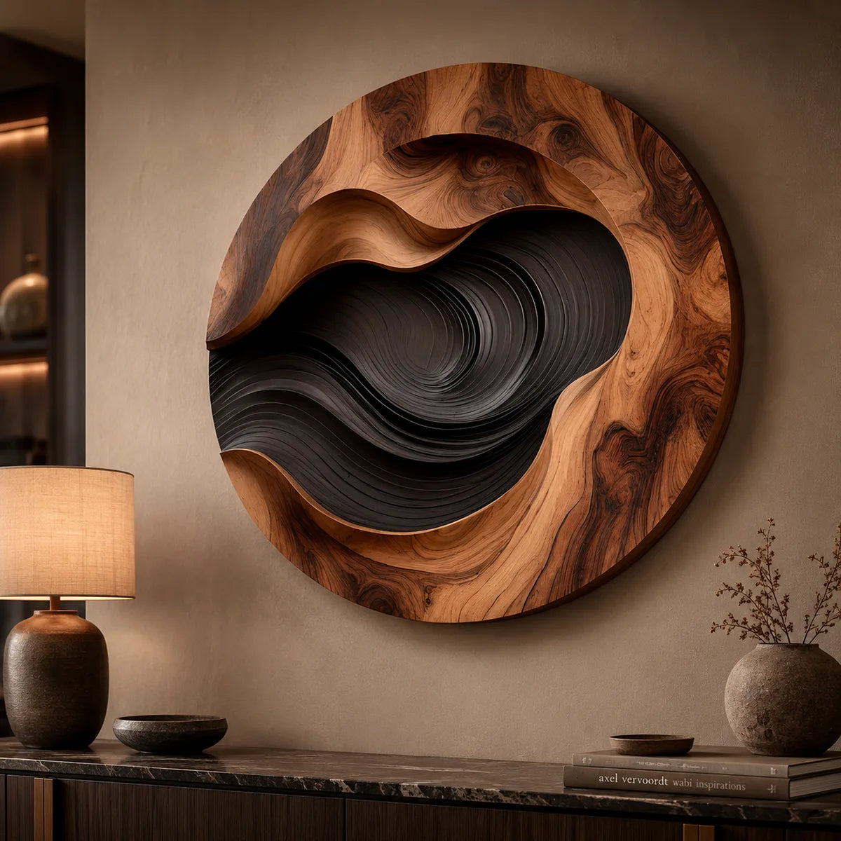 Abstract Wood Grain Wall Art | Large Round Modern Wooden Wall Decor TT006-9327
