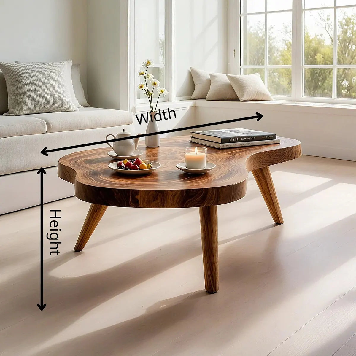 Luxury Handcrafted Solid Wood Coffee Table – Organic Modern Style