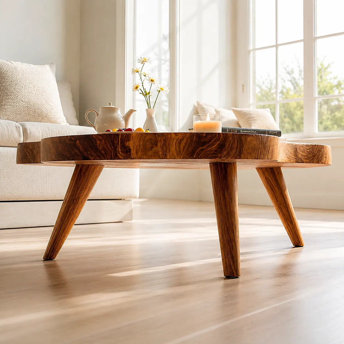 Luxury Handcrafted Solid Wood Coffee Table – Organic Modern Style