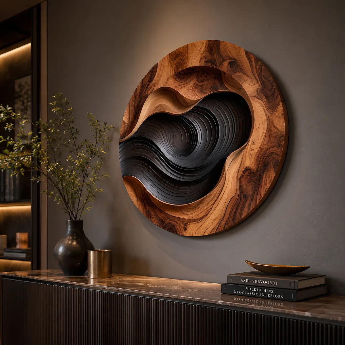 Abstract Wood Grain Wall Art | Large Round Modern Wooden Wall Decor TT006-9327