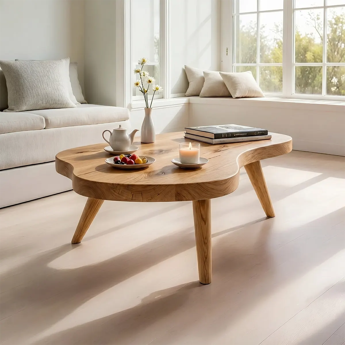 Luxury Handcrafted Solid Wood Coffee Table – Organic Modern Style