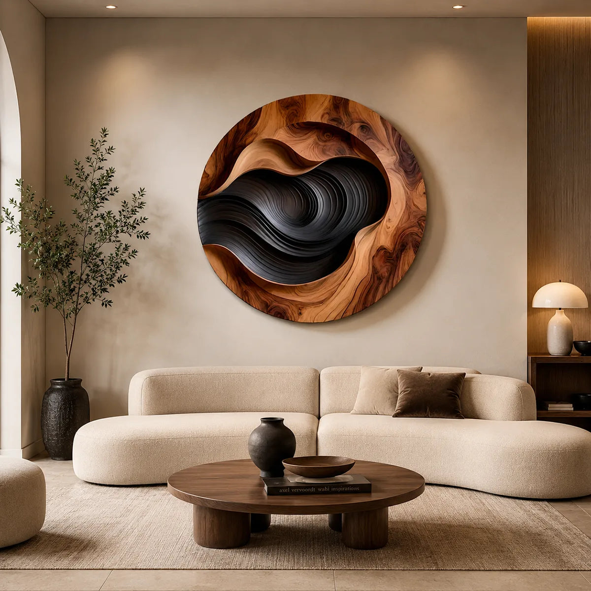 Abstract Wood Grain Wall Art | Large Round Modern Wooden Wall Decor TT006-9327