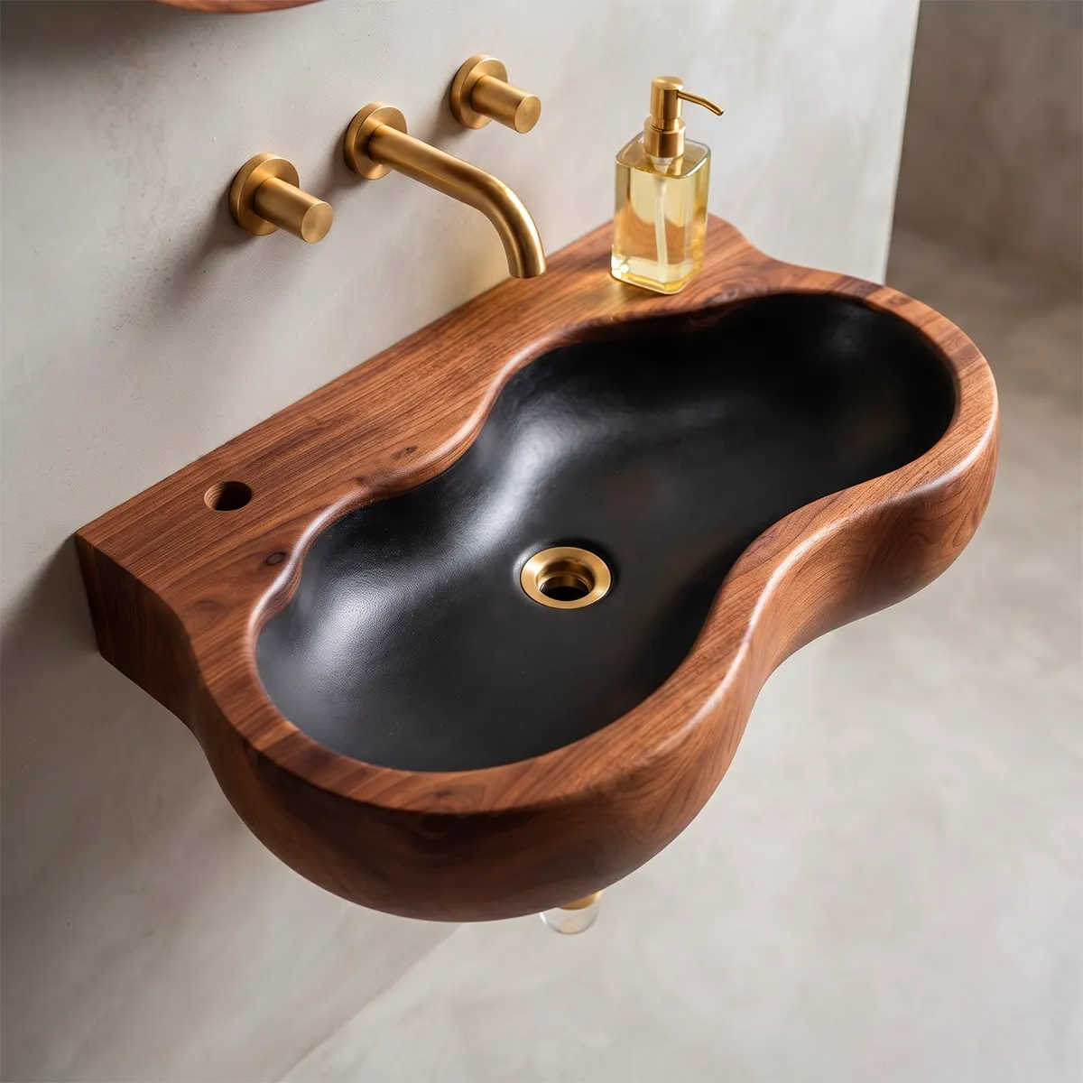 Sculptural Wall Mounted Bathroom Sink | Organic Floating Basin with Curved Edge TT006-2YVT6CP