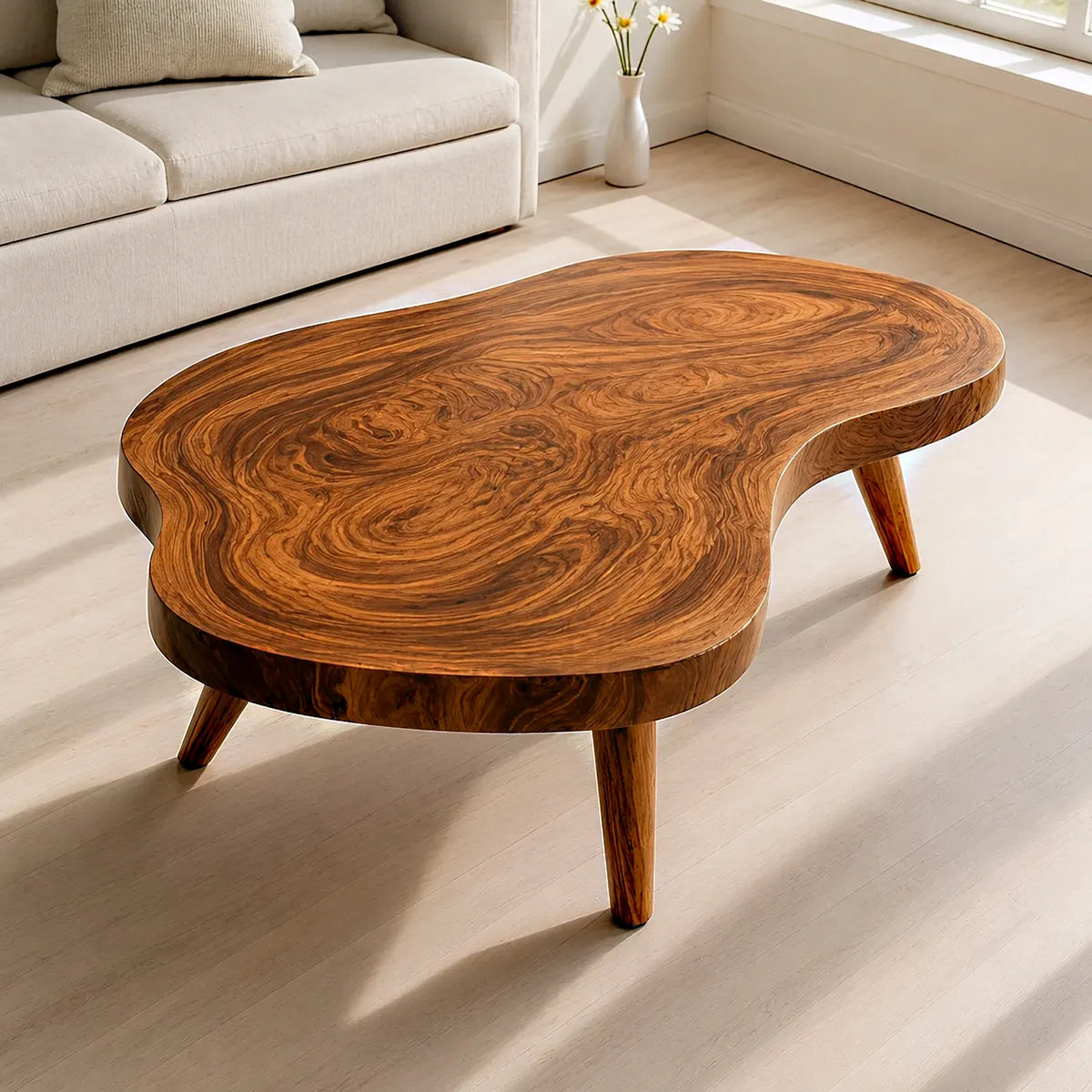 Luxury Handcrafted Solid Wood Coffee Table – Organic Modern Style