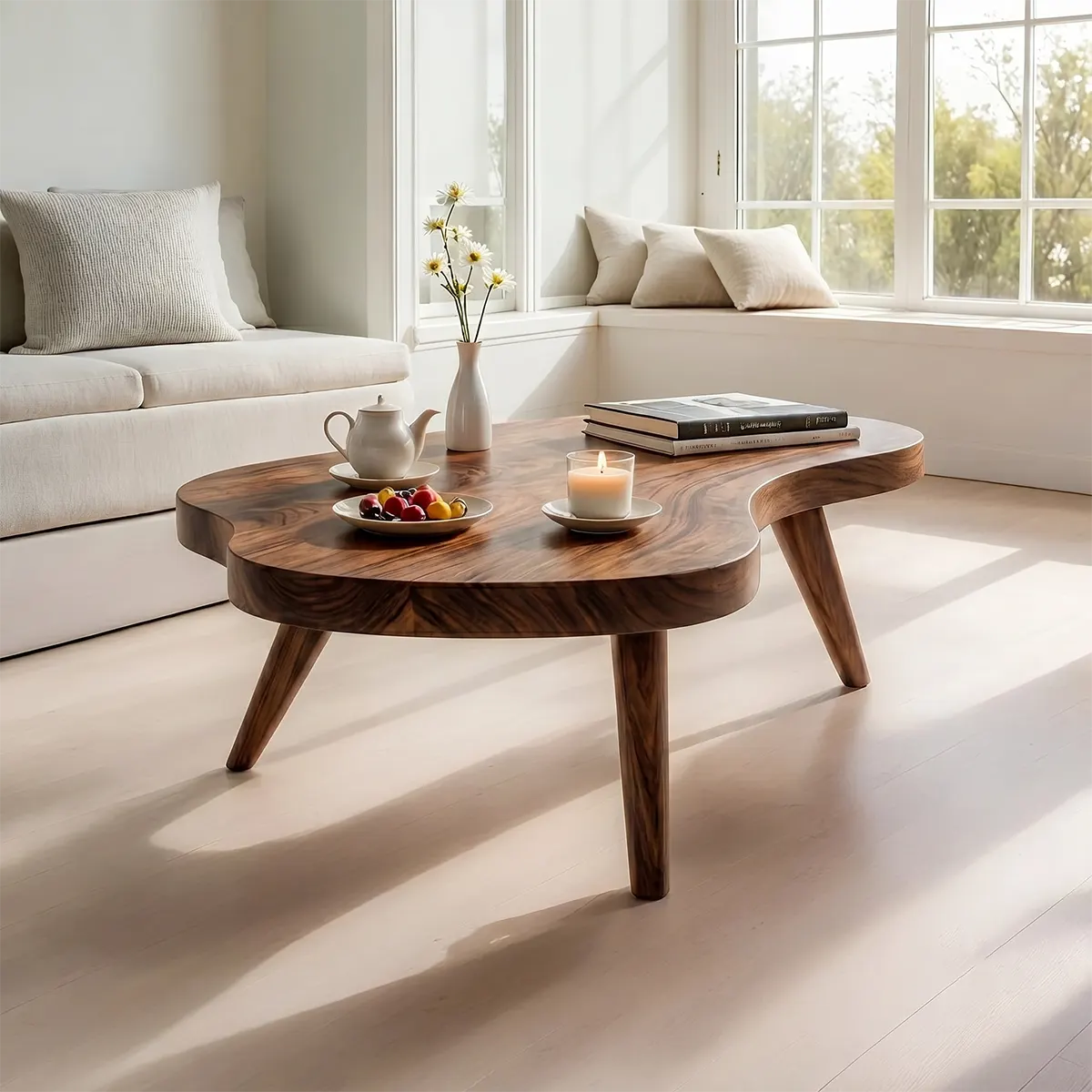 Luxury Handcrafted Solid Wood Coffee Table – Organic Modern Style