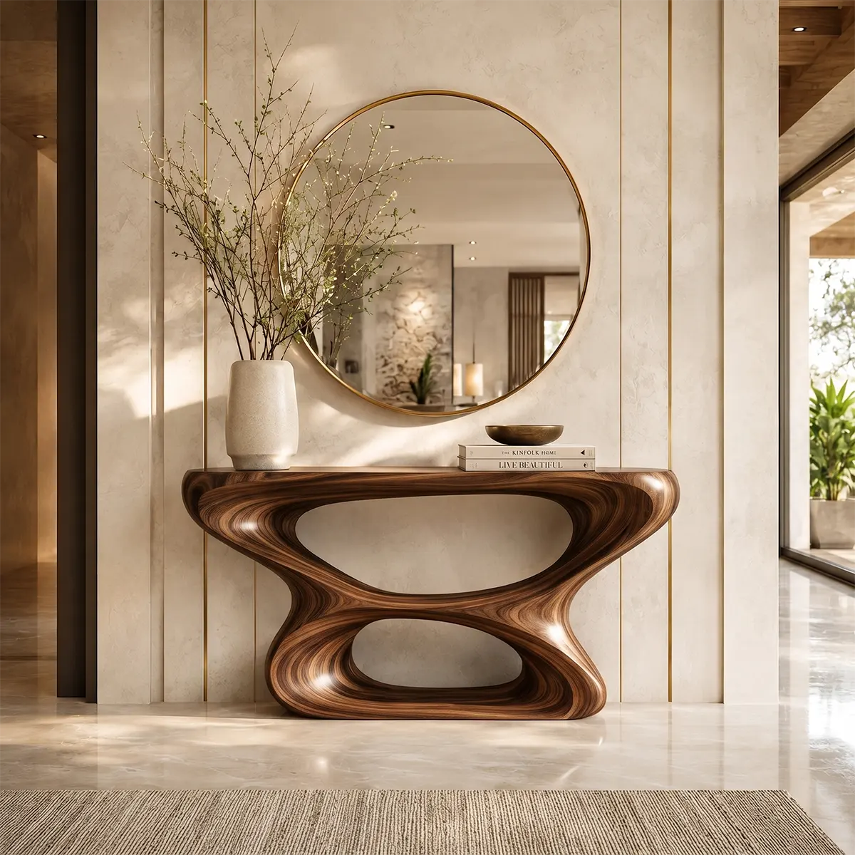 Modern Sculptural Console Table – Organic Contemporary Entryway Table TT006-4991