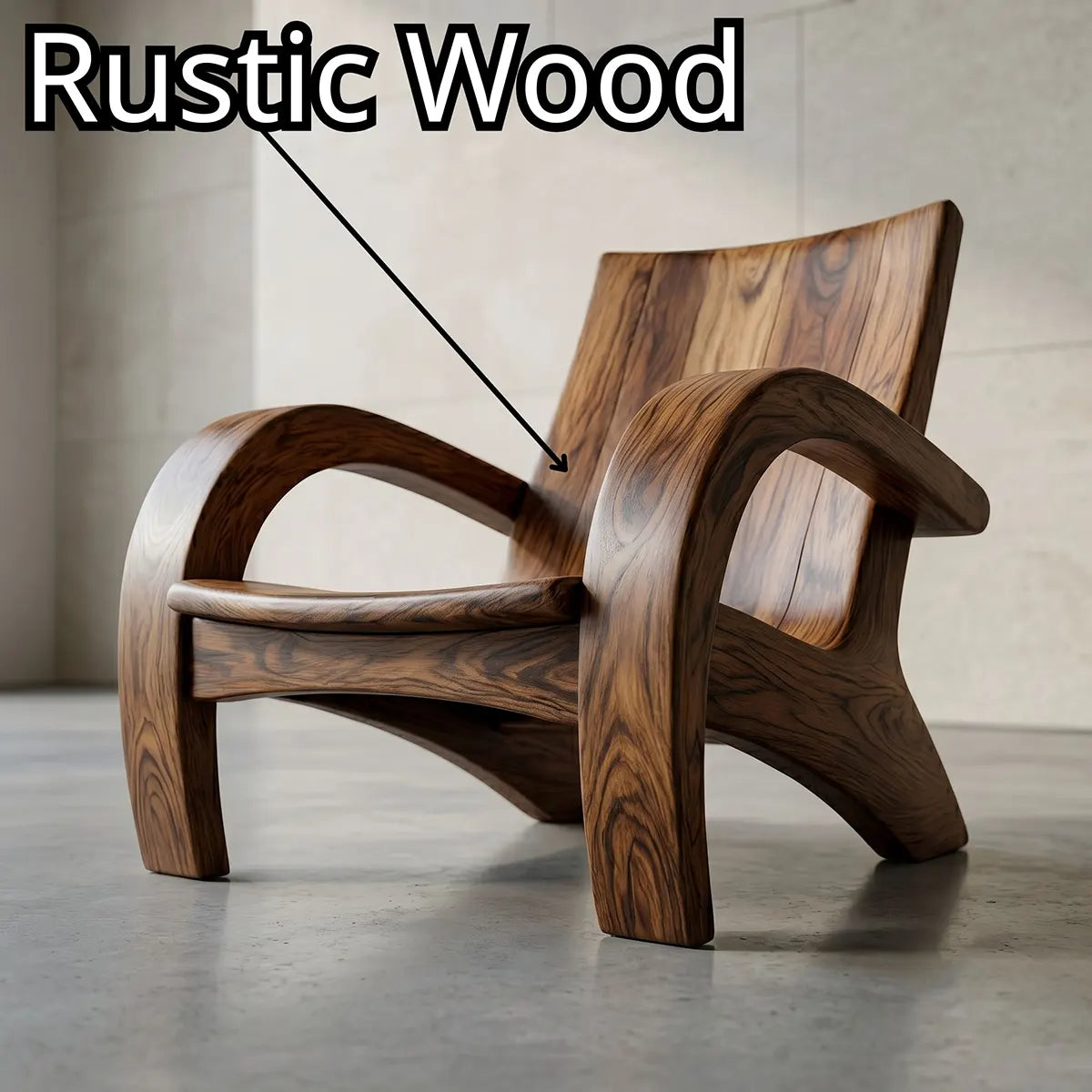 Handcrafted Solid Wood Lounge Armchair Sculptural Accent Chair