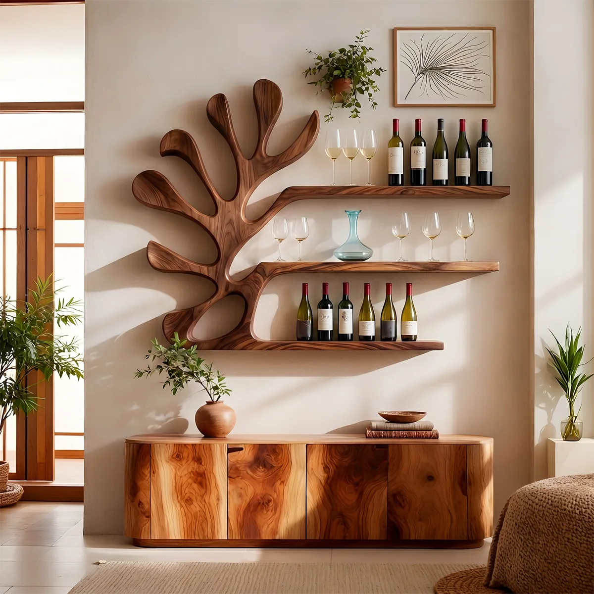 Canopy Reach Solid Wood Wall Wine Rack for Modern Dining Rooms & Wine Lovers TT006-2586