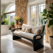 Modern Organic Wooden Sofa with Sculpted Curved Frame Design