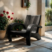 Handcrafted Solid Wood Lounge Armchair Sculptural Accent Chair