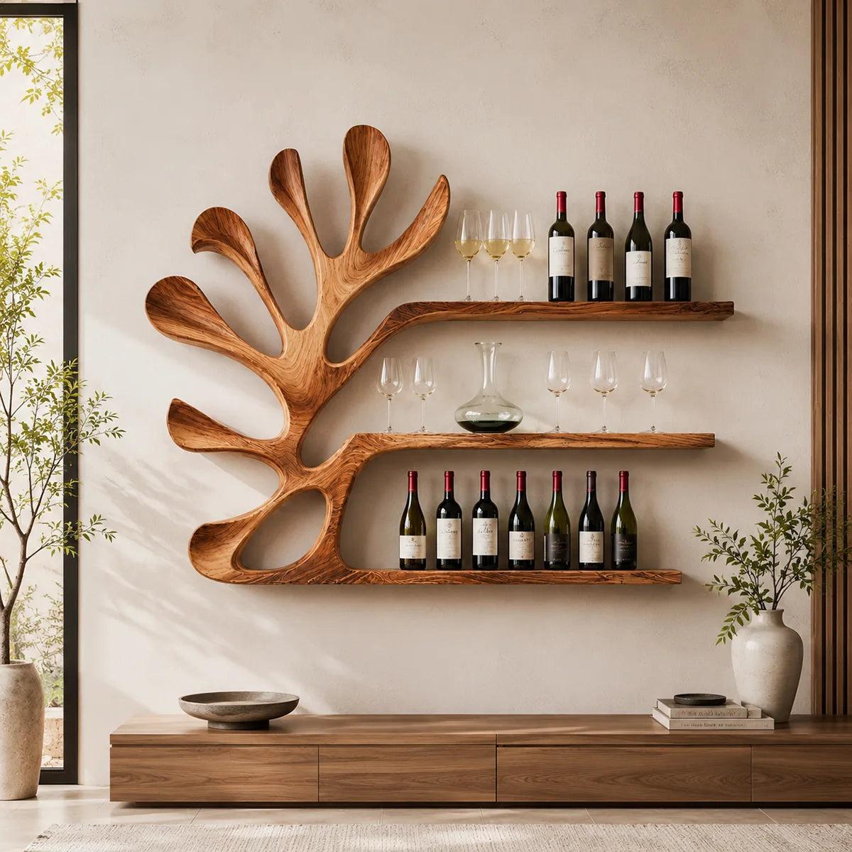 Canopy Reach Solid Wood Wall Wine Rack for Modern Dining Rooms & Wine Lovers TT006-2586