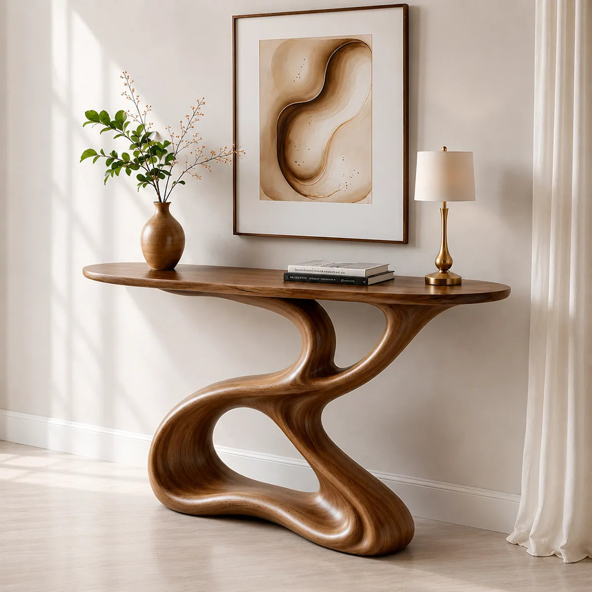 Solid Wood Console Table | Sculptural Living Room Furniture