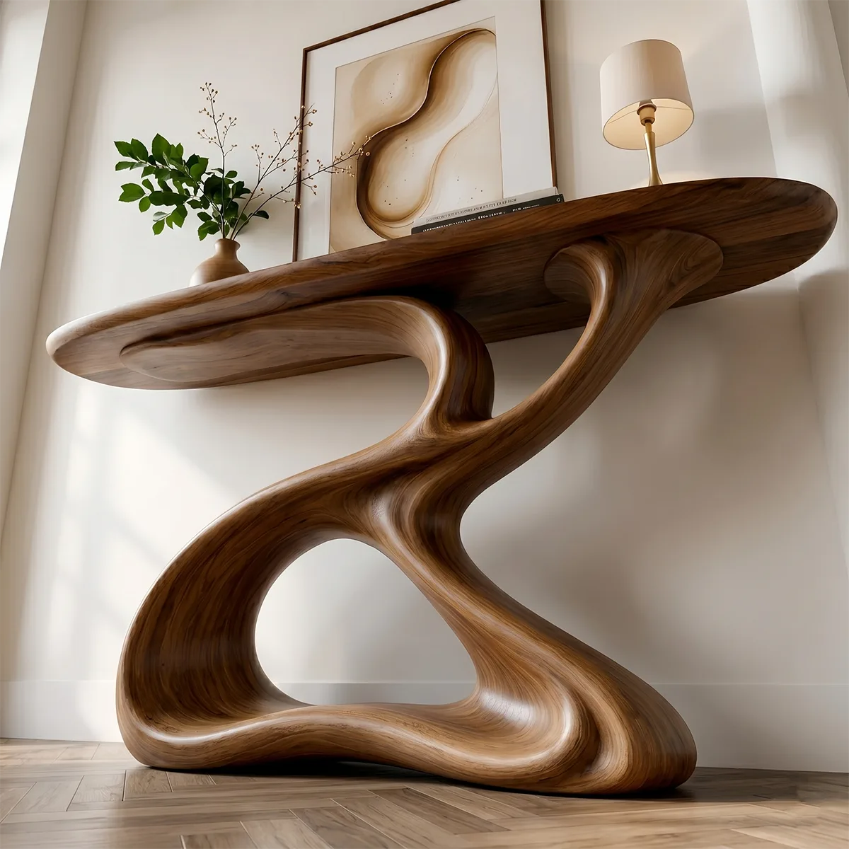 Solid Wood Console Table | Sculptural Living Room Furniture