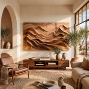 Wood Mountain Landscape Wall Art | Modern Carved Wooden Wall Decor for Living Room, Bedroom & Office TT006-3487