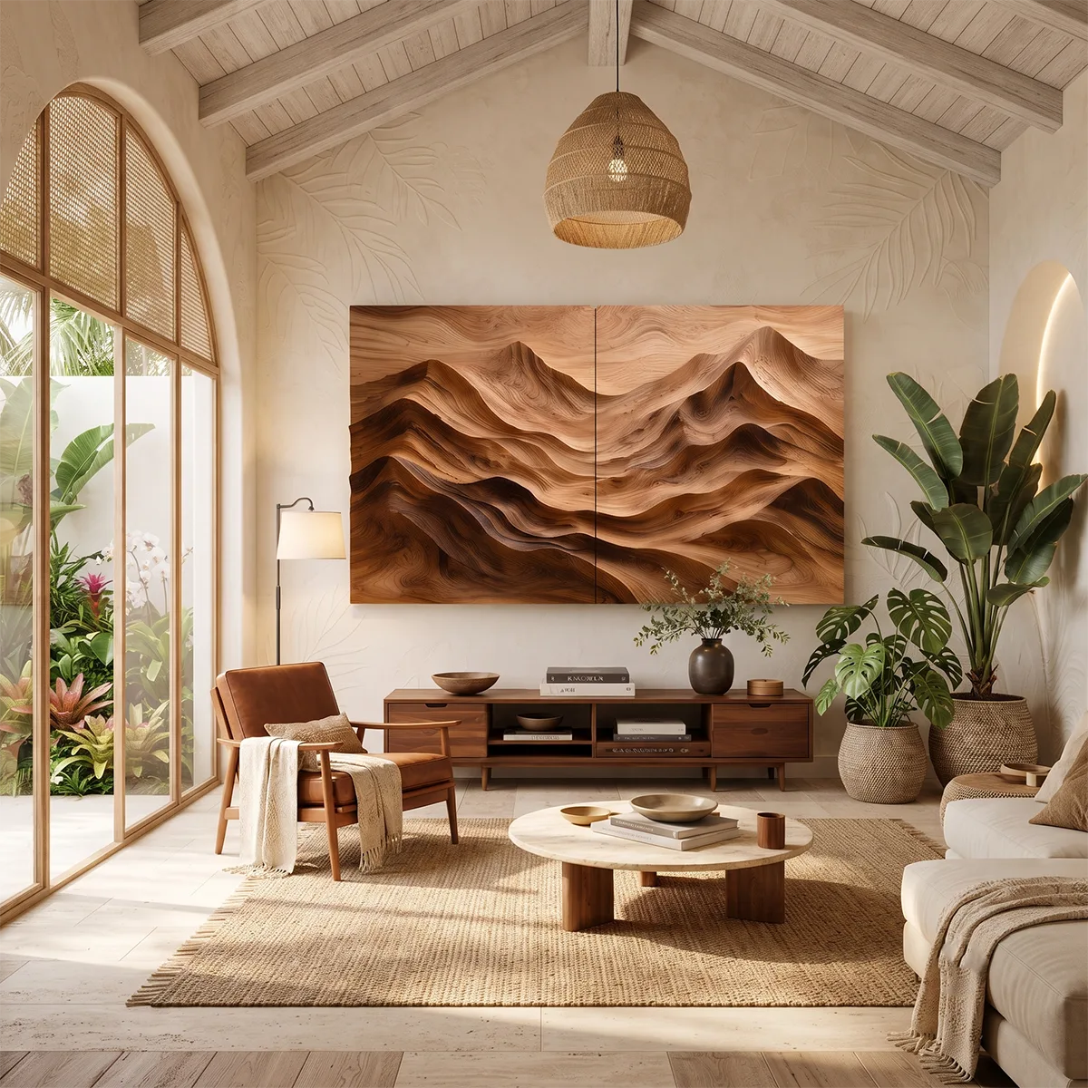 Wood Mountain Landscape Wall Art | Modern Carved Wooden Wall Decor for Living Room, Bedroom & Office TT006-3487