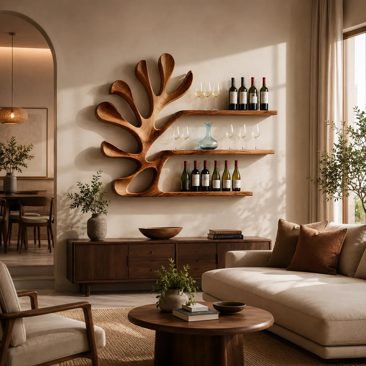 Canopy Reach Solid Wood Wall Wine Rack for Modern Dining Rooms & Wine Lovers TT006-2586