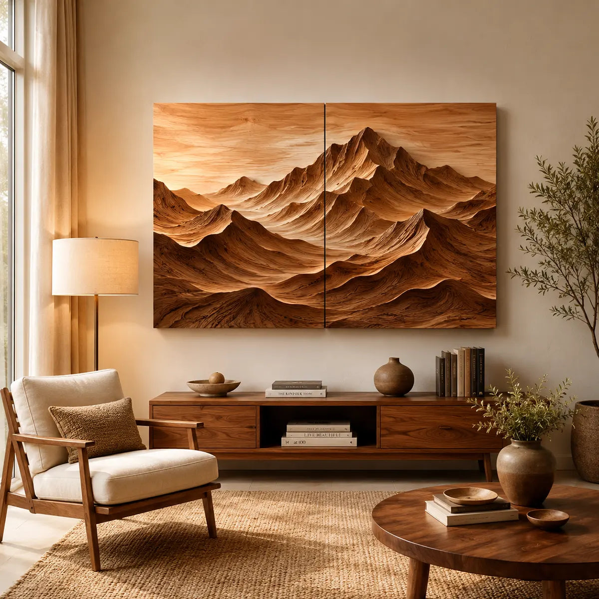 Mountain Wood Wall Art | Abstract Wooden Landscape Wall Decor for Living Room, Bedroom & Office TT006-1627