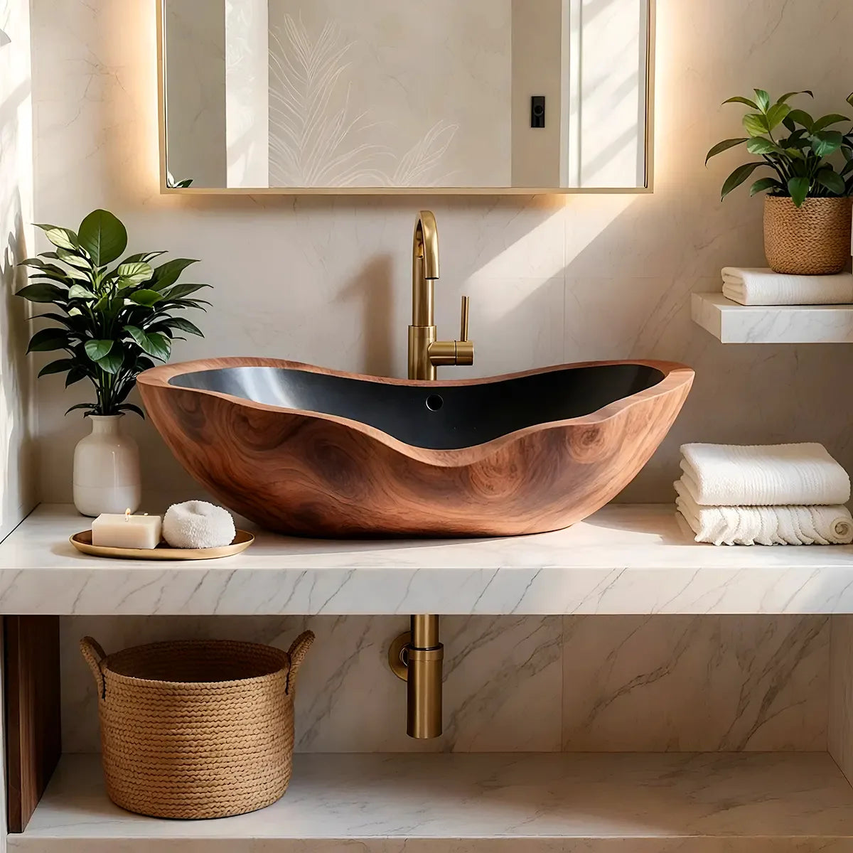 Organic Sculptural Vessel Sink | Asymmetrical Countertop Bathroom Basin TT006-7DHU6SA