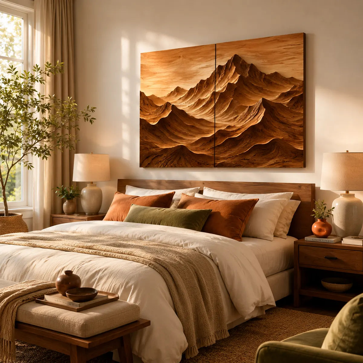 Mountain Wood Wall Art | Abstract Wooden Landscape Wall Decor for Living Room, Bedroom & Office TT006-1627
