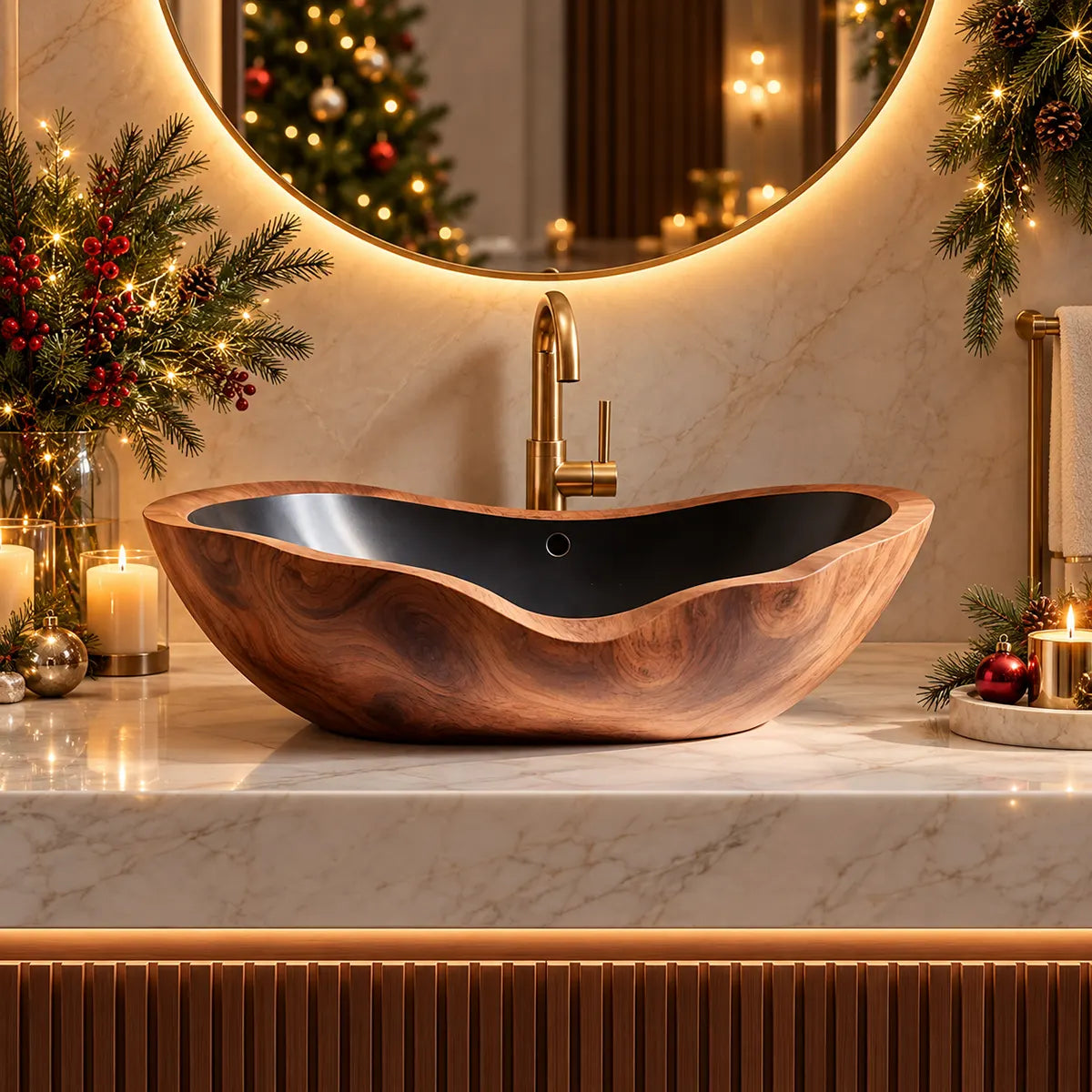 Organic Sculptural Vessel Sink | Asymmetrical Countertop Bathroom Basin TT006-7DHU6SA
