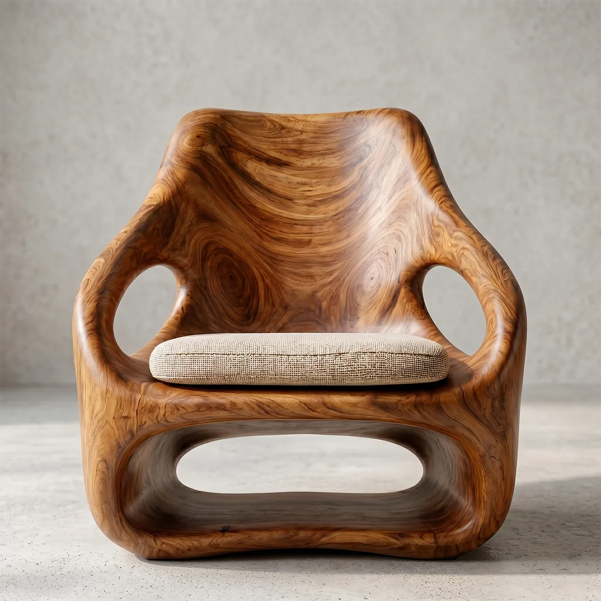 Organic Sculptural Solid Wood Lounge Chair | Handcrafted Modern Wooden Accent Chair TT006-4747