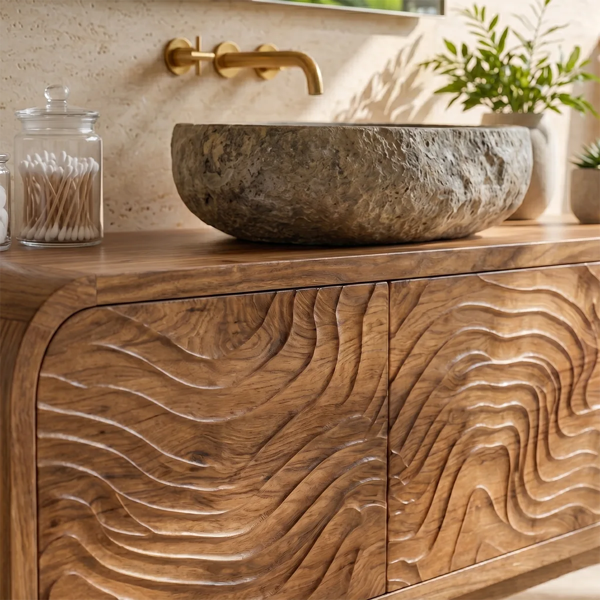 Organic Wave Single Sink Bathroom Vanity Cabinet TT006-8618