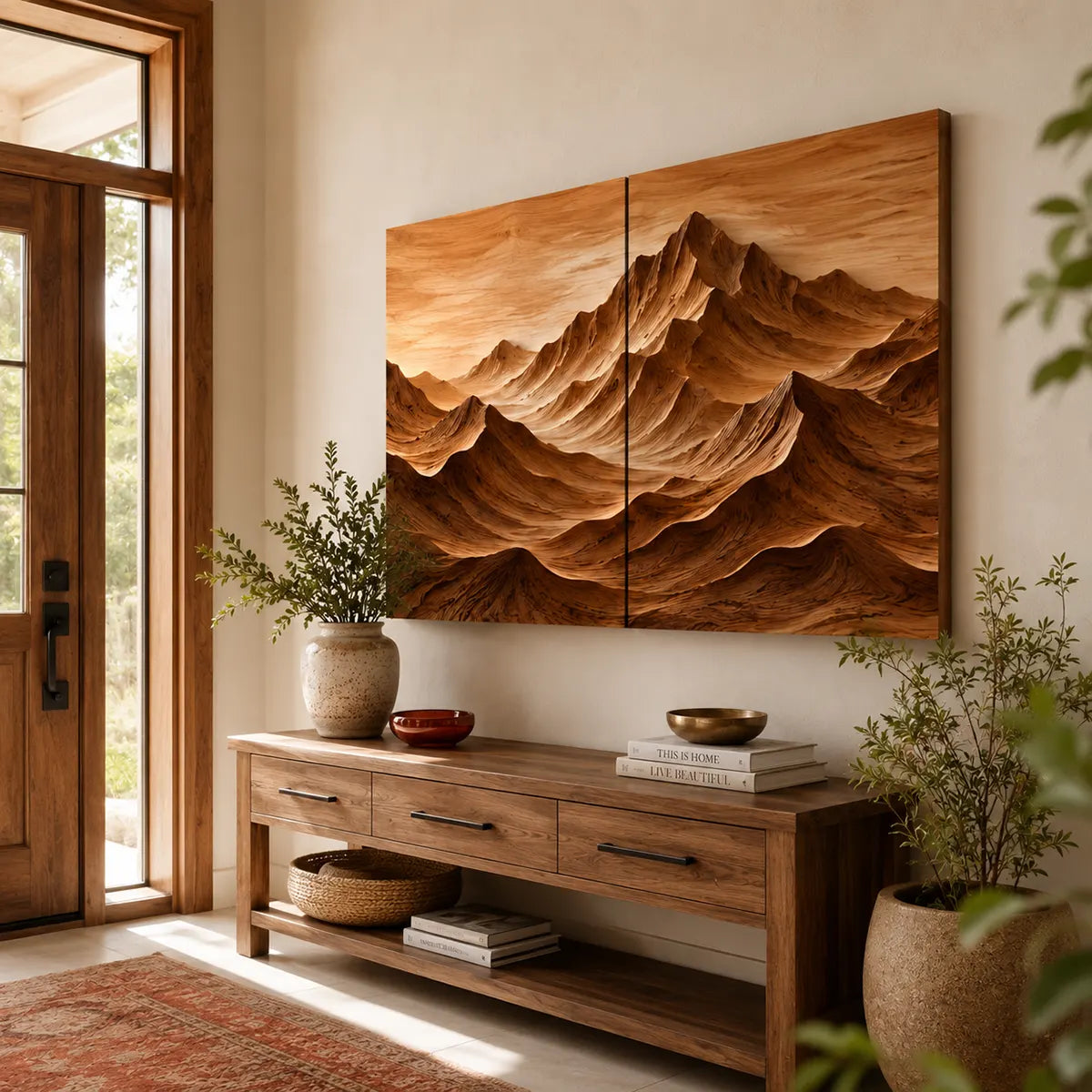 Mountain Wood Wall Art | Abstract Wooden Landscape Wall Decor for Living Room, Bedroom & Office TT006-1627