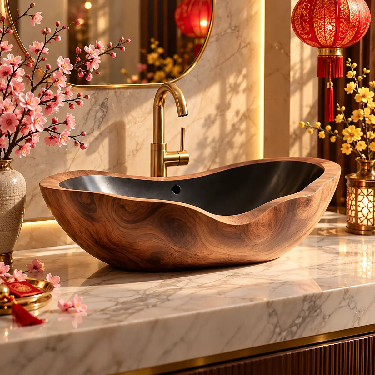 Organic Sculptural Vessel Sink | Asymmetrical Countertop Bathroom Basin TT006-7DHU6SA
