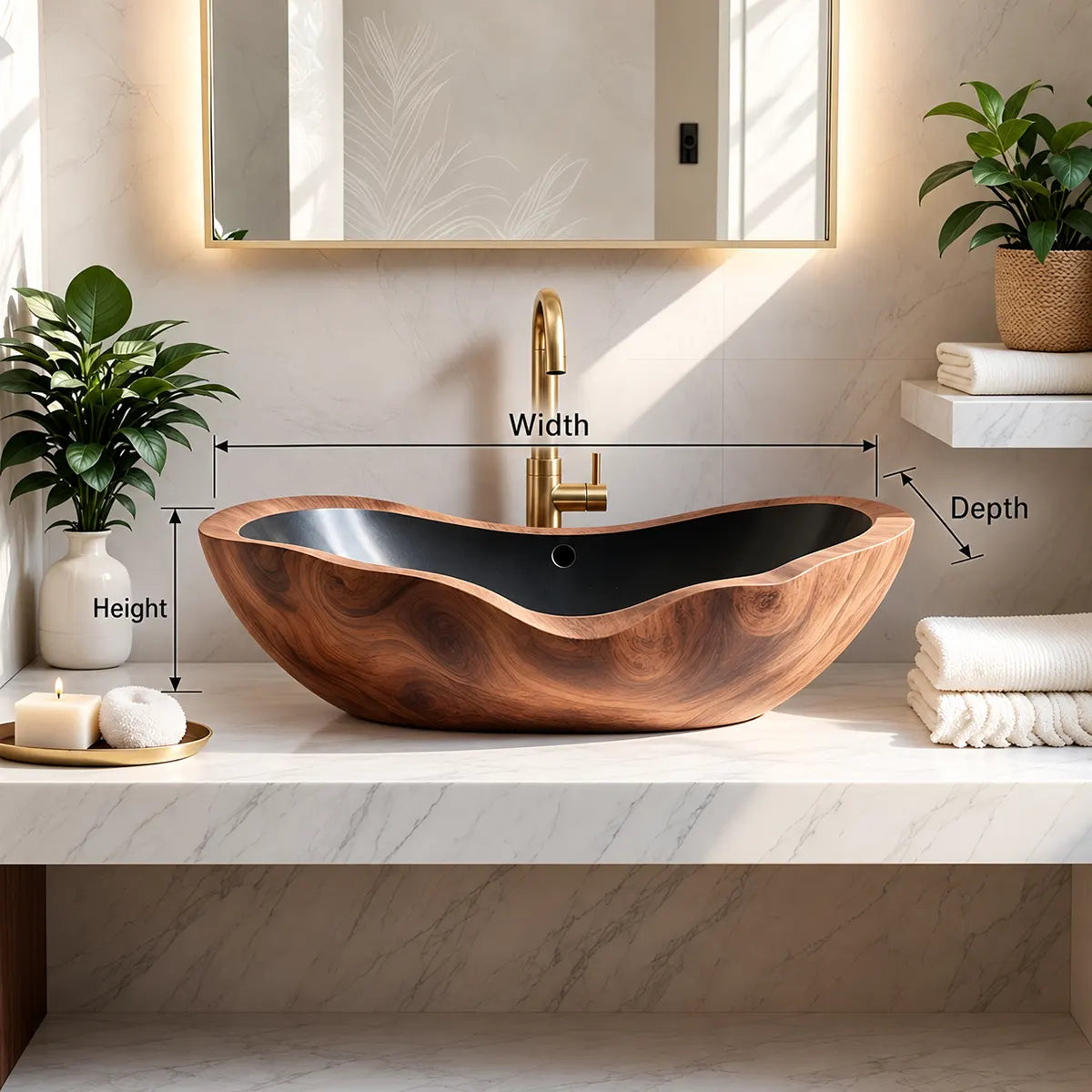 Organic Sculptural Vessel Sink | Asymmetrical Countertop Bathroom Basin TT006-7DHU6SA