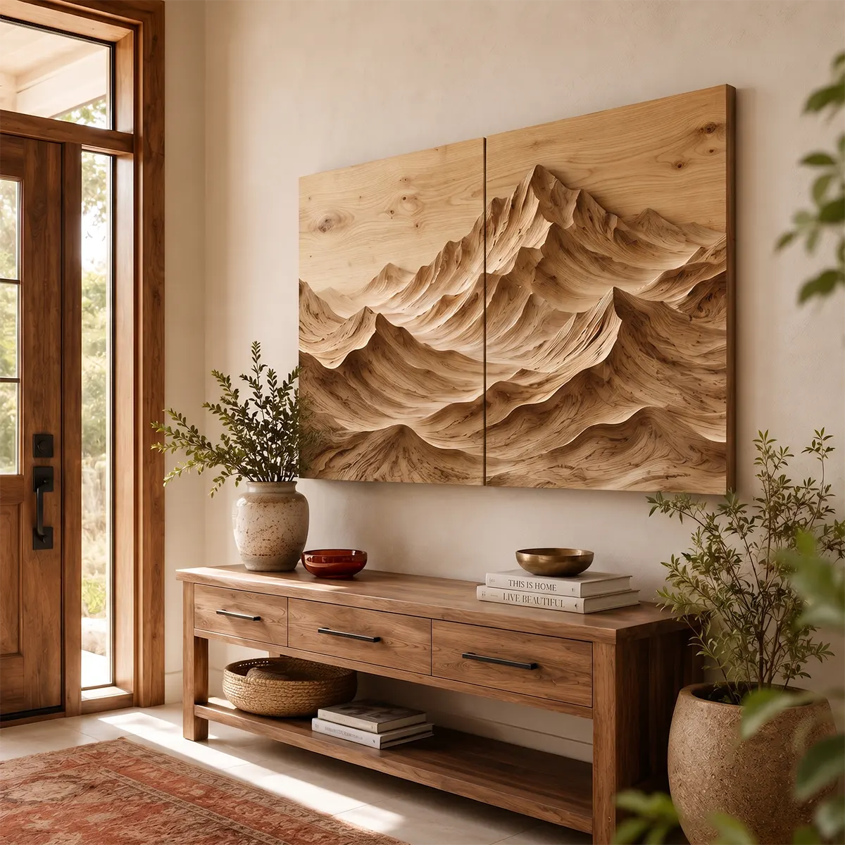 Mountain Wood Wall Art | Abstract Wooden Landscape Wall Decor for Living Room, Bedroom & Office TT006-1627