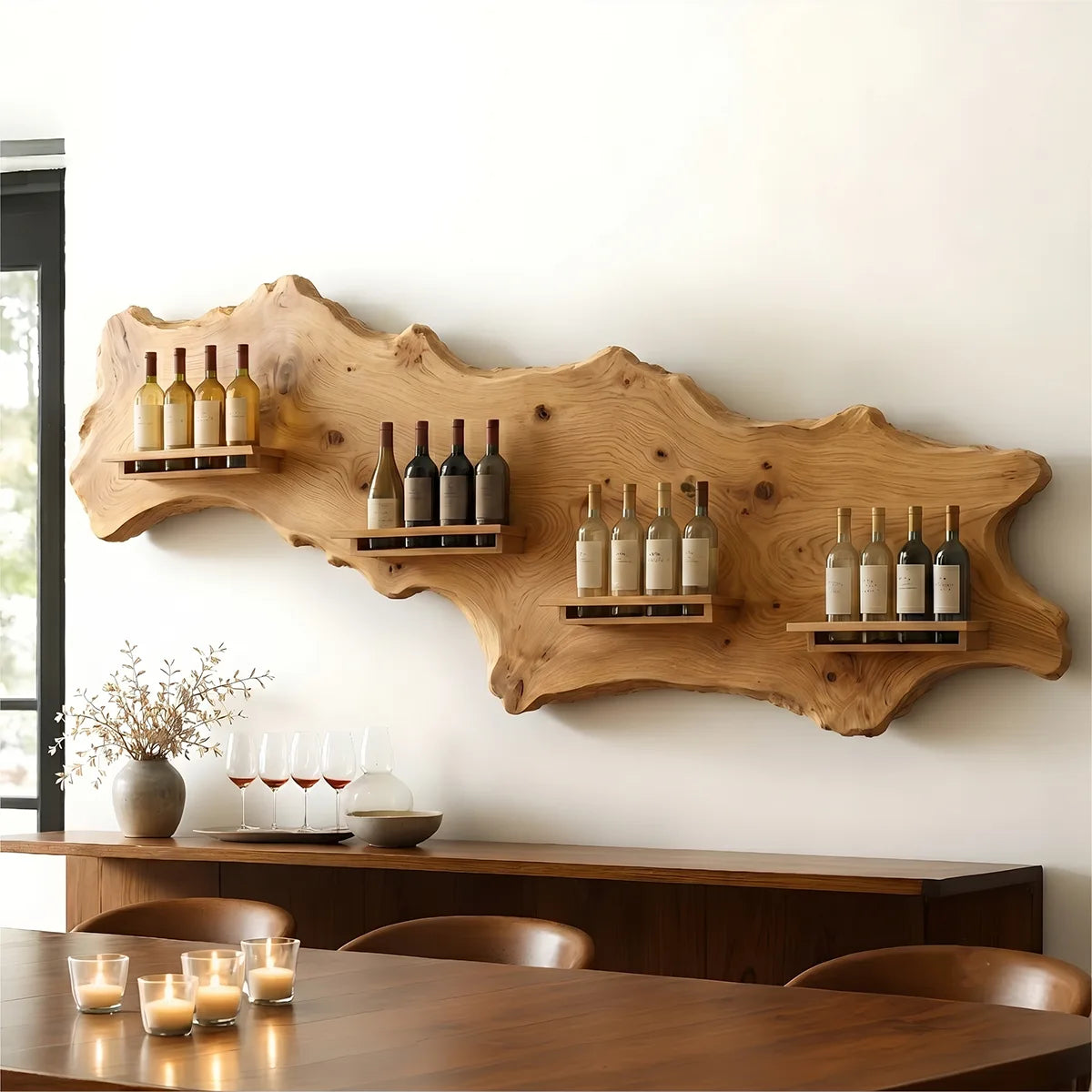 Wildwood Gallery Live Edge Solid Wood Wine Rack for Dining Rooms TT006-4467