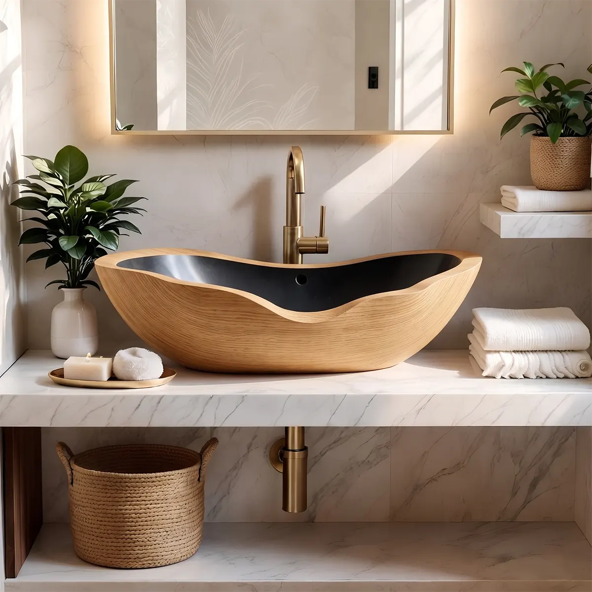 Organic Sculptural Vessel Sink | Asymmetrical Countertop Bathroom Basin TT006-7DHU6SA