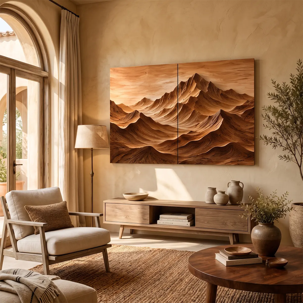 Mountain Wood Wall Art | Abstract Wooden Landscape Wall Decor for Living Room, Bedroom & Office TT006-1627