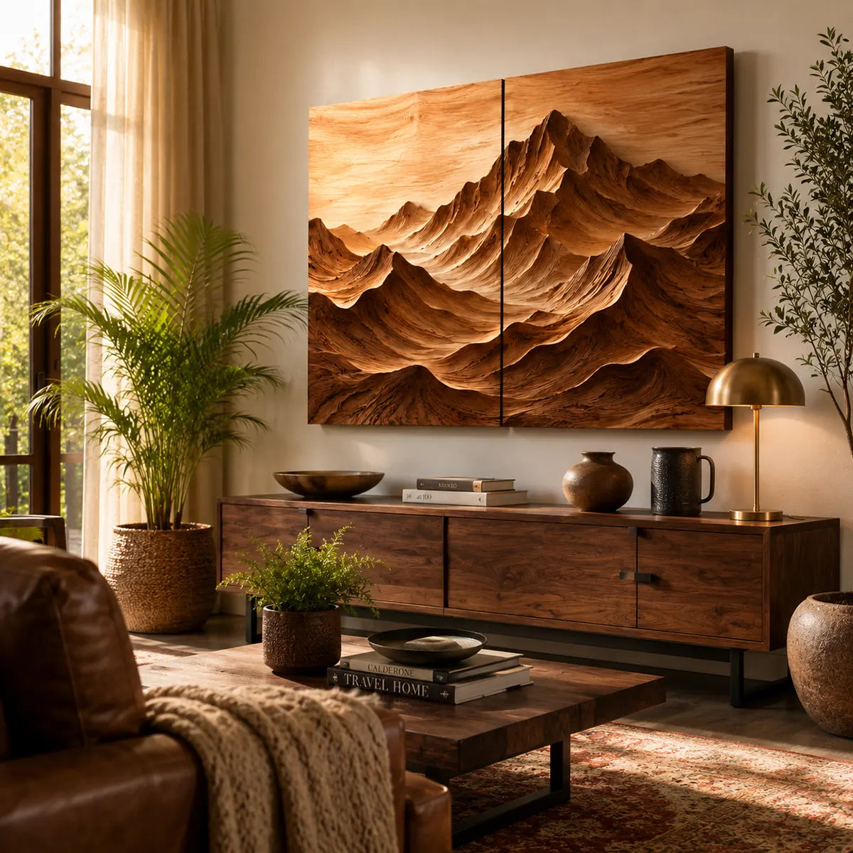 Mountain Wood Wall Art | Abstract Wooden Landscape Wall Decor for Living Room, Bedroom & Office TT006-1627