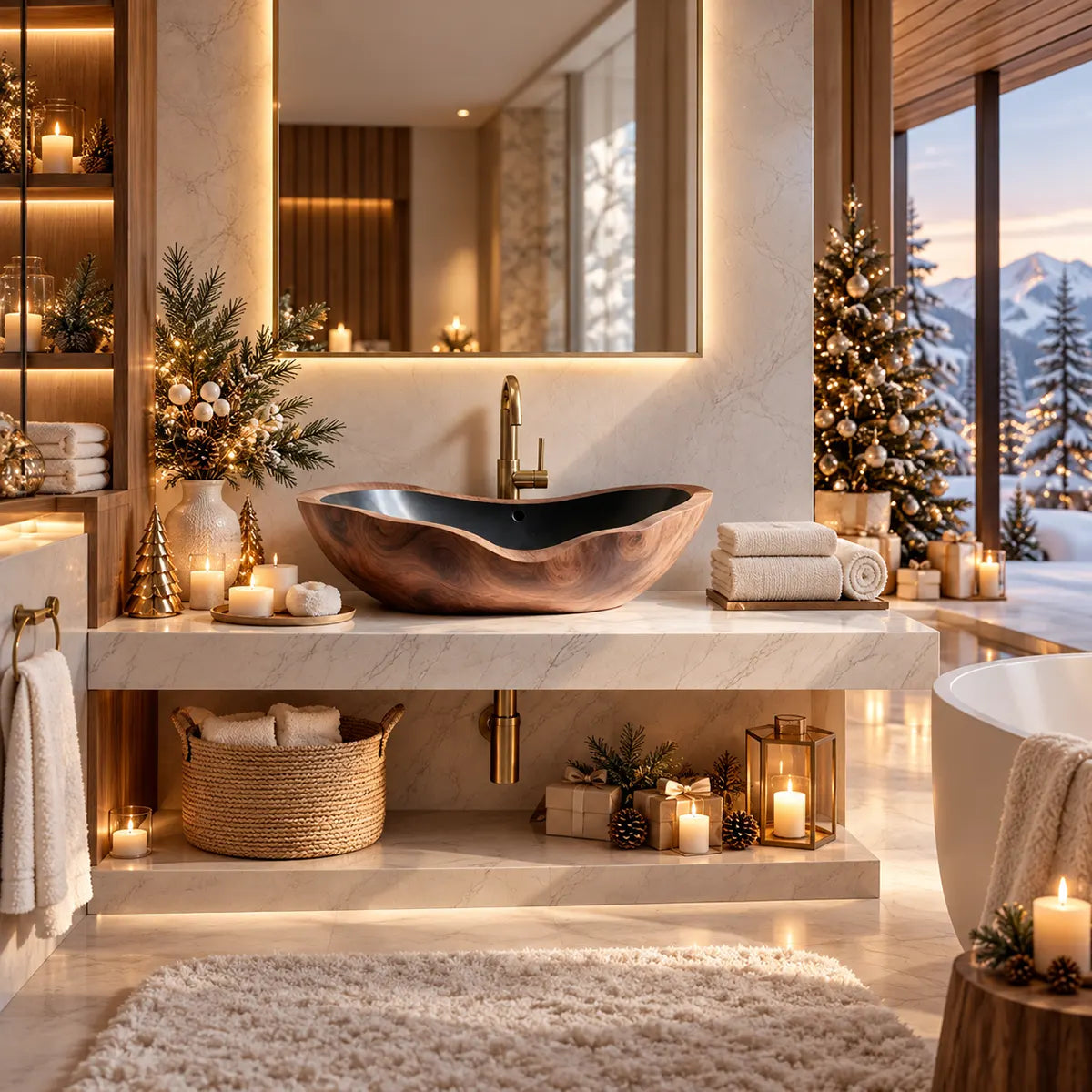 Organic Sculptural Vessel Sink | Asymmetrical Countertop Bathroom Basin TT006-7DHU6SA