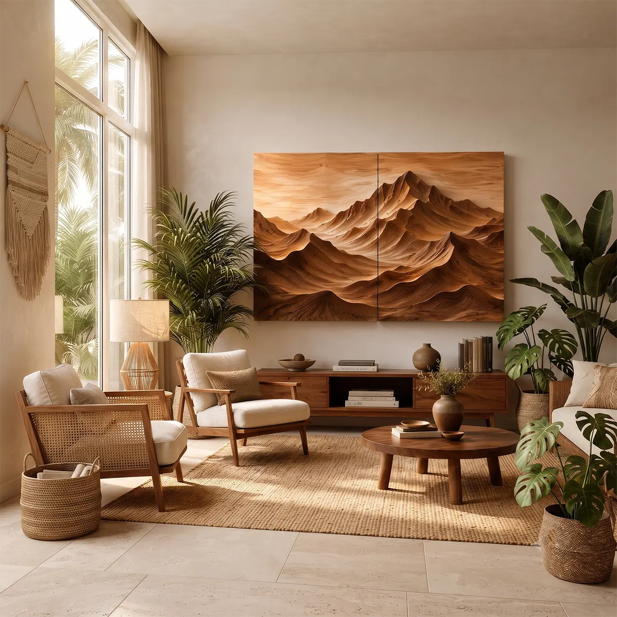 Mountain Wood Wall Art | Abstract Wooden Landscape Wall Decor for Living Room, Bedroom & Office TT006-1627