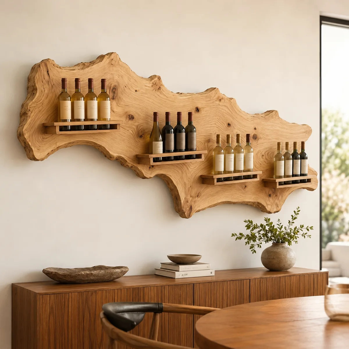 Wildwood Gallery Live Edge Solid Wood Wine Rack for Dining Rooms TT006-4467