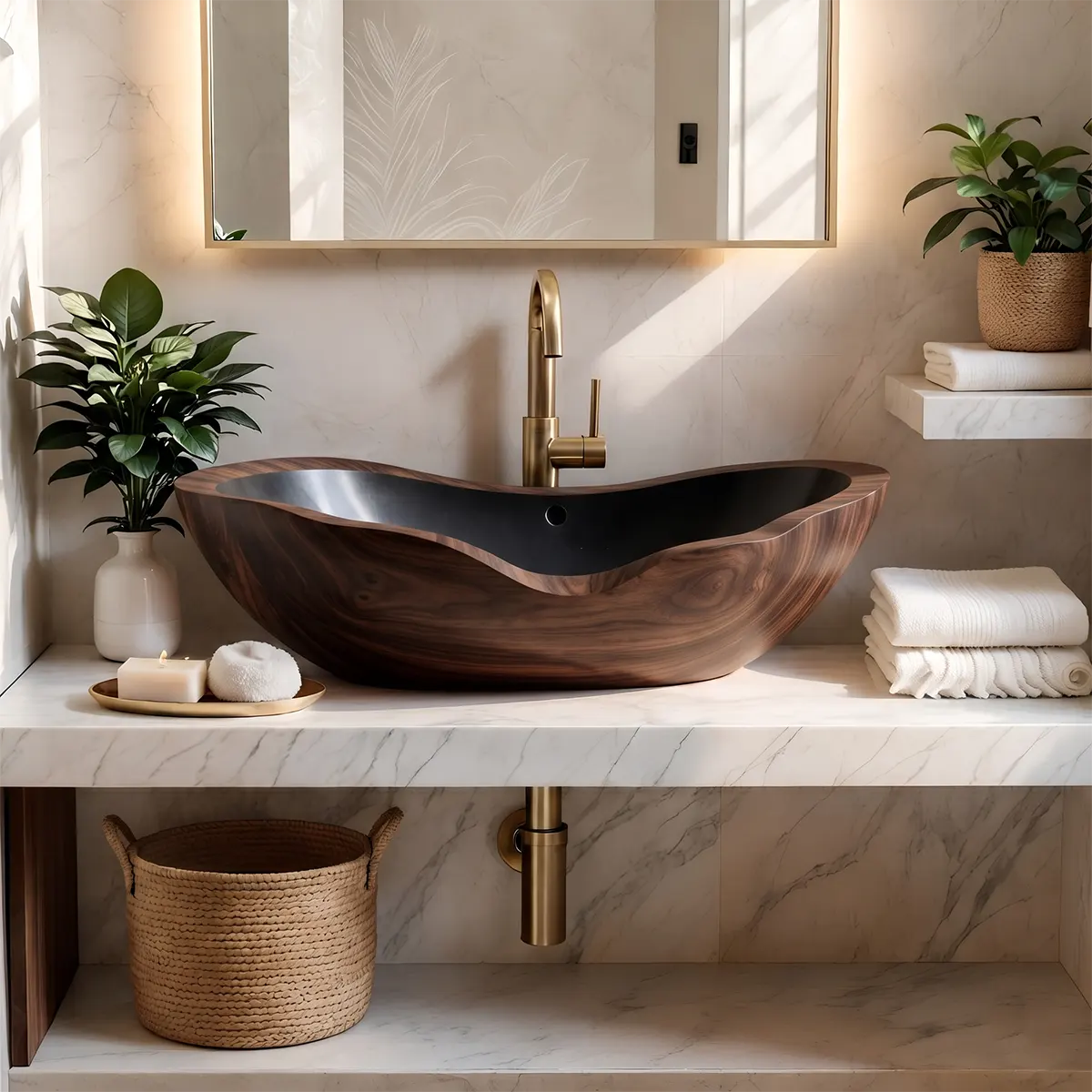 Organic Sculptural Vessel Sink | Asymmetrical Countertop Bathroom Basin TT006-7DHU6SA