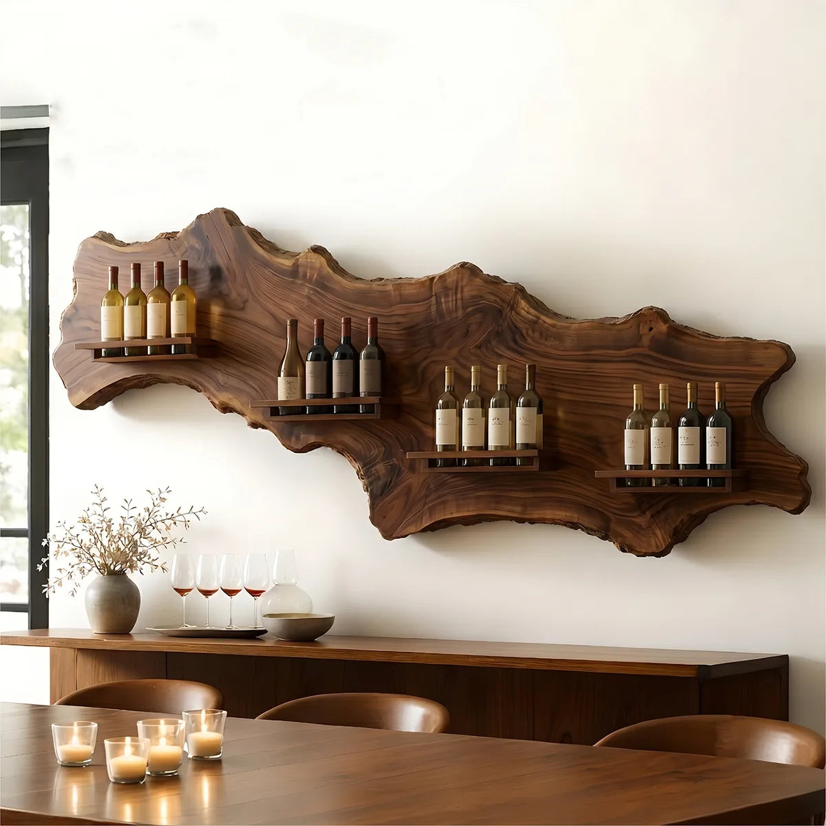 Wildwood Gallery Live Edge Solid Wood Wine Rack for Dining Rooms TT006-4467