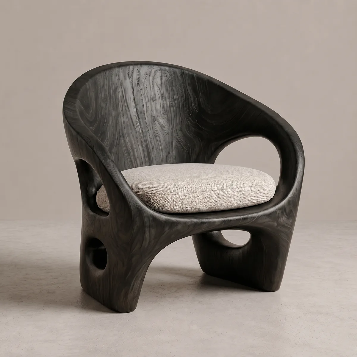 Organic Solid Wood Lounge Chair | Sculptural Handcrafted Wooden Accent Chair TT006-2626