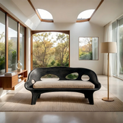 Organic Sculptural Wooden Sofa with Artistic Open-Back Design