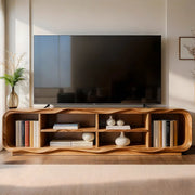 Modern Solid Wood Sculptural Rounded Open TV Stand