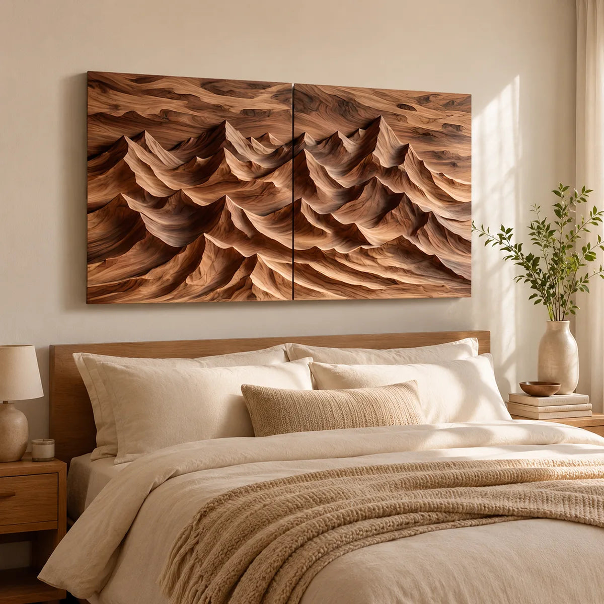 Panoramic Wood Mountain Wall Art | Modern Carved Wooden Wall Decor for Living Room, Bedroom & Office TT006-8613