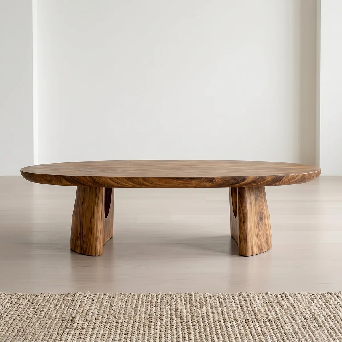 Oval Solid Wood Coffee Table – Handcrafted Sculptural Modern Living Room Table