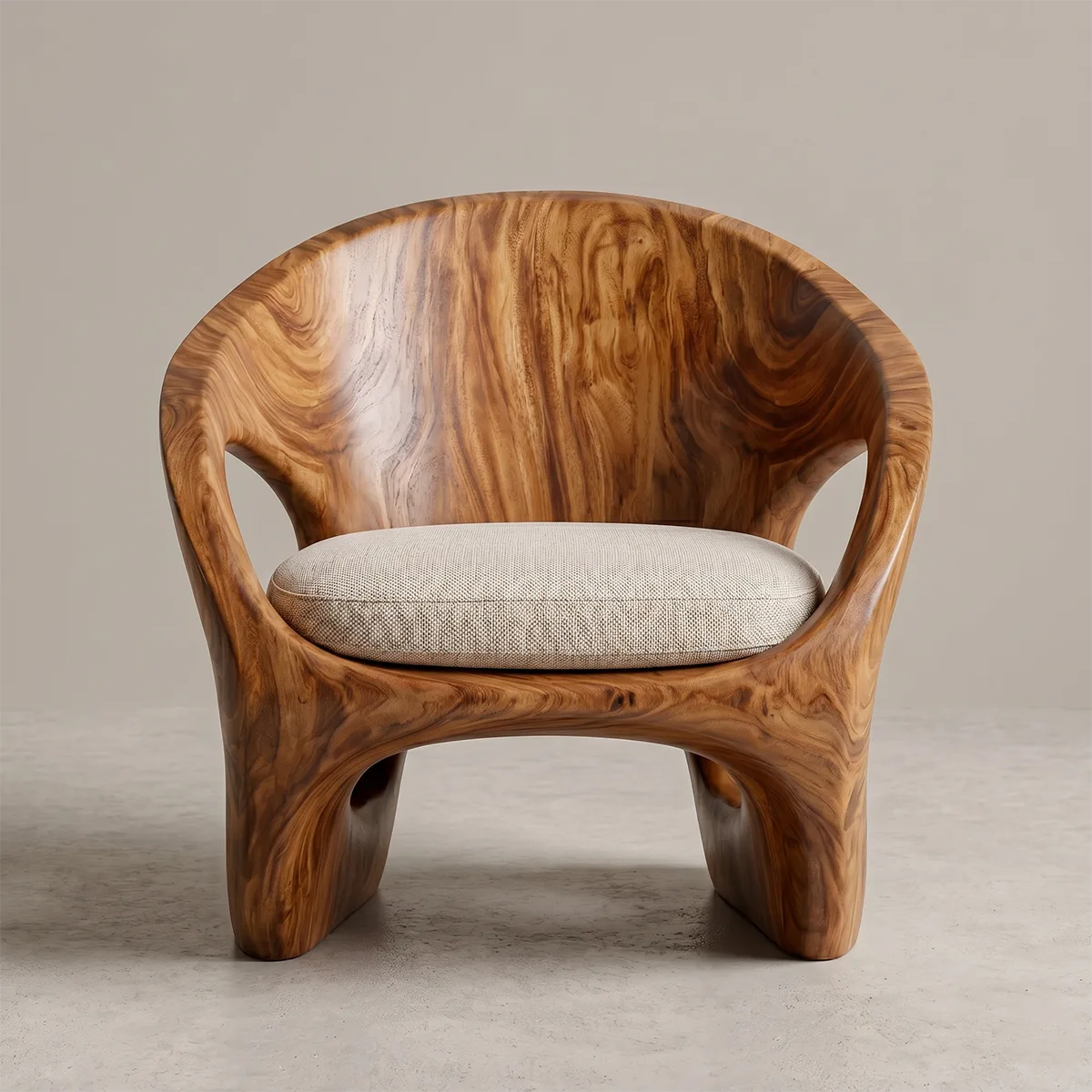 Organic Solid Wood Lounge Chair | Sculptural Handcrafted Wooden Accent Chair TT006-2626